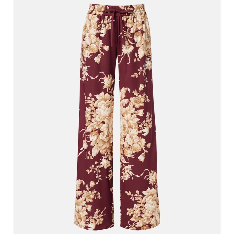 Dolce&Gabbana Floral silk-blend wide-leg pants