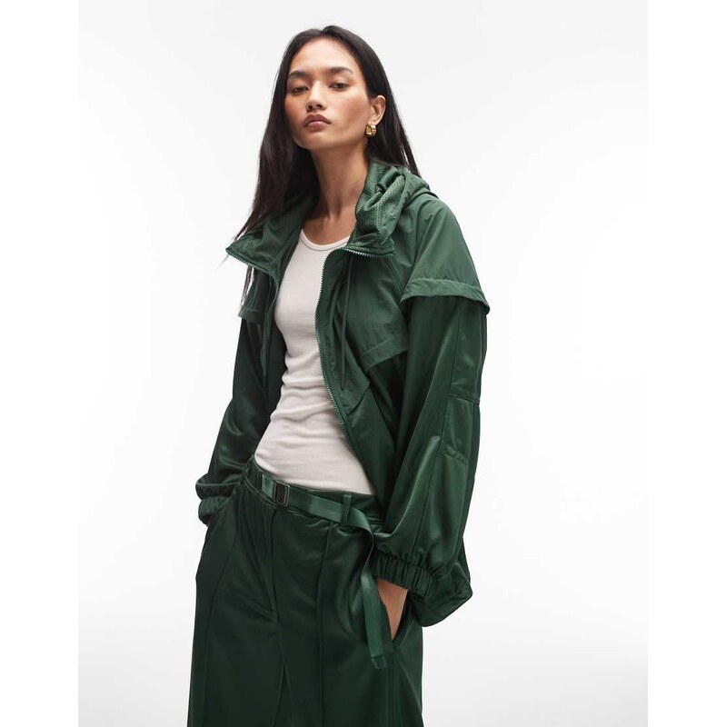 Nike oversized woven track jacket in dark green 113286225