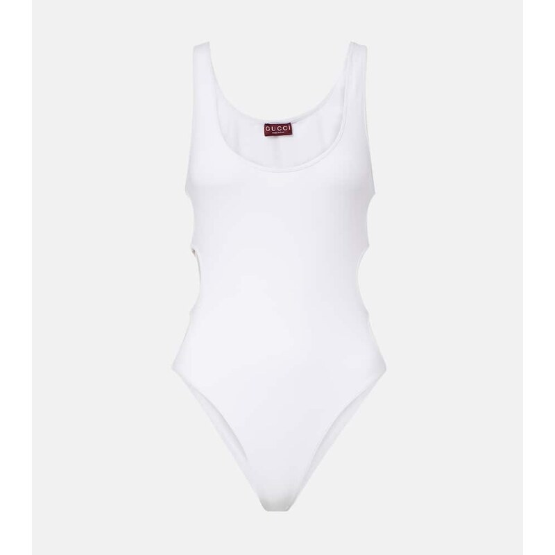 Bílé jednodílné plavky Gucci Cutout