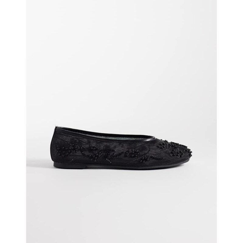 SIMMI Shoes Simmi London Anita ballet flats in black mesh 113286258