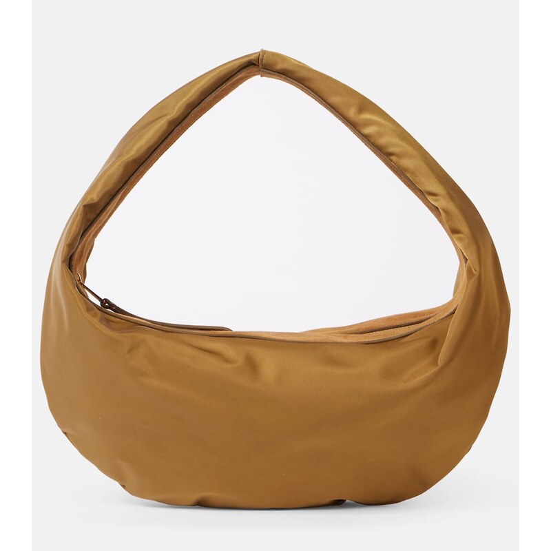Khaite Olivia Medium suede-trimmed shoulder bag