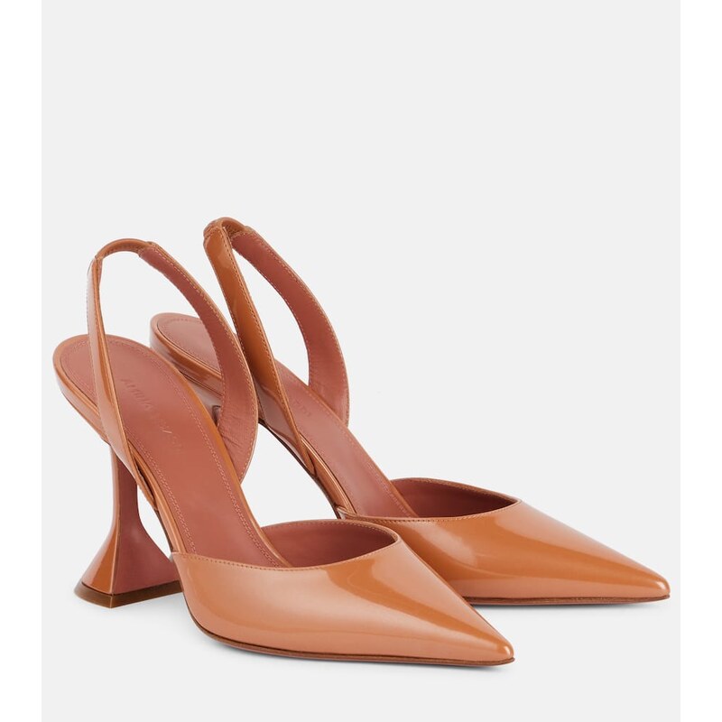 Amina Muaddi Holli Sling 95 patent leather pumps