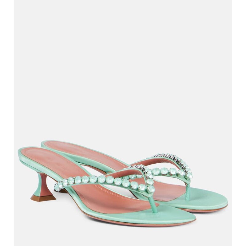 Amina Muaddi Gigi 45 embellished satin thong sandals