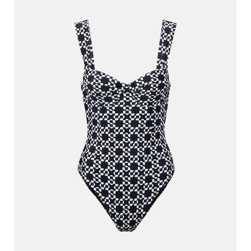 Simkhai Lexi printed bustier swimsuit