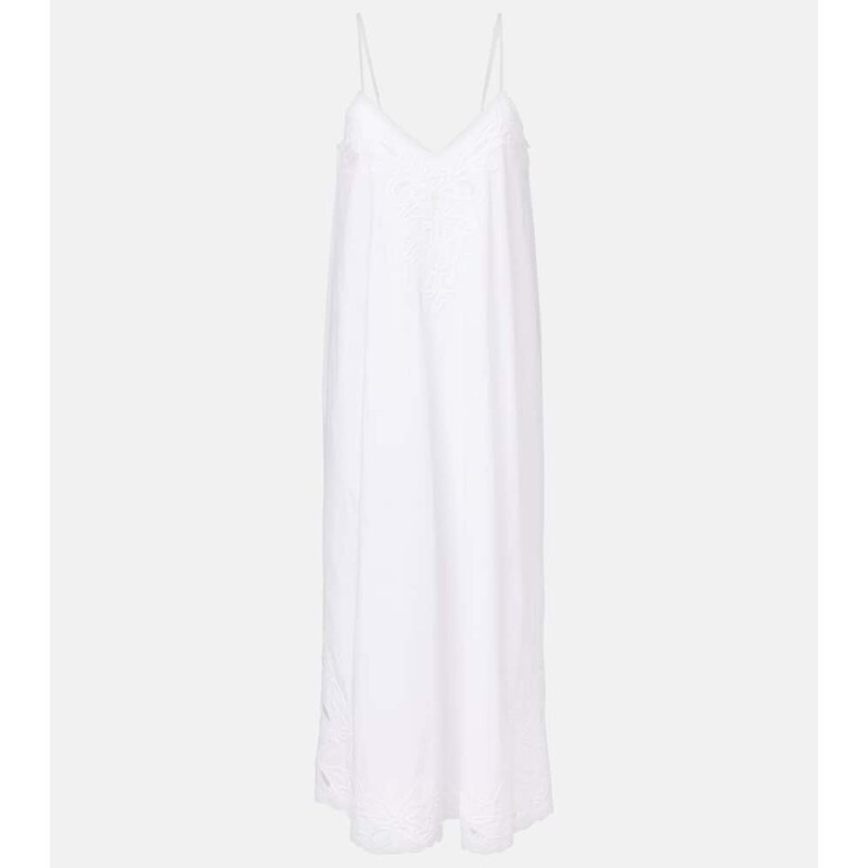 Juliet Dunn Embroidered cotton poplin midi dress