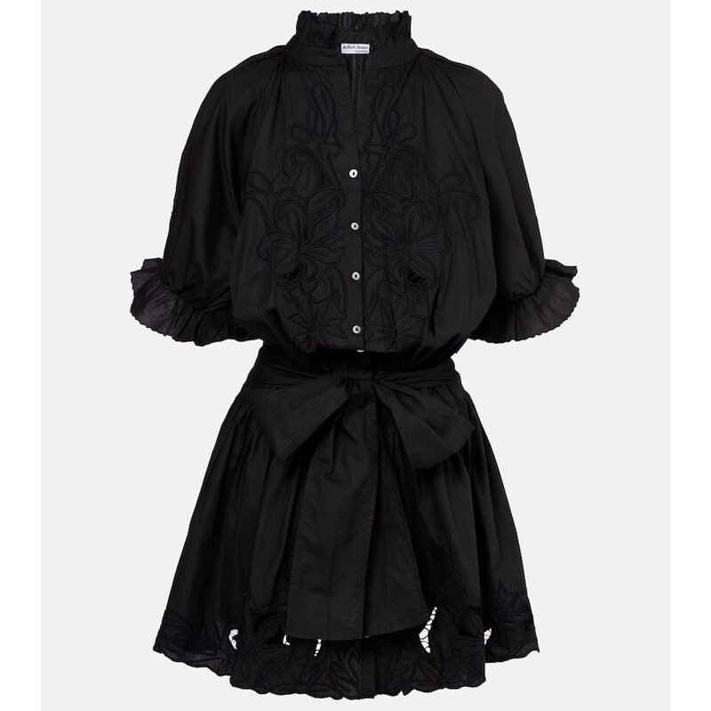 Juliet Dunn Embroidered cotton poplin minidress