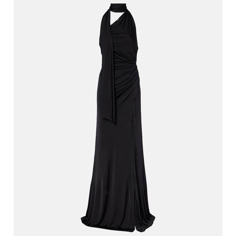 Tom Ford Scarf-detail one-shoulder jersey gown