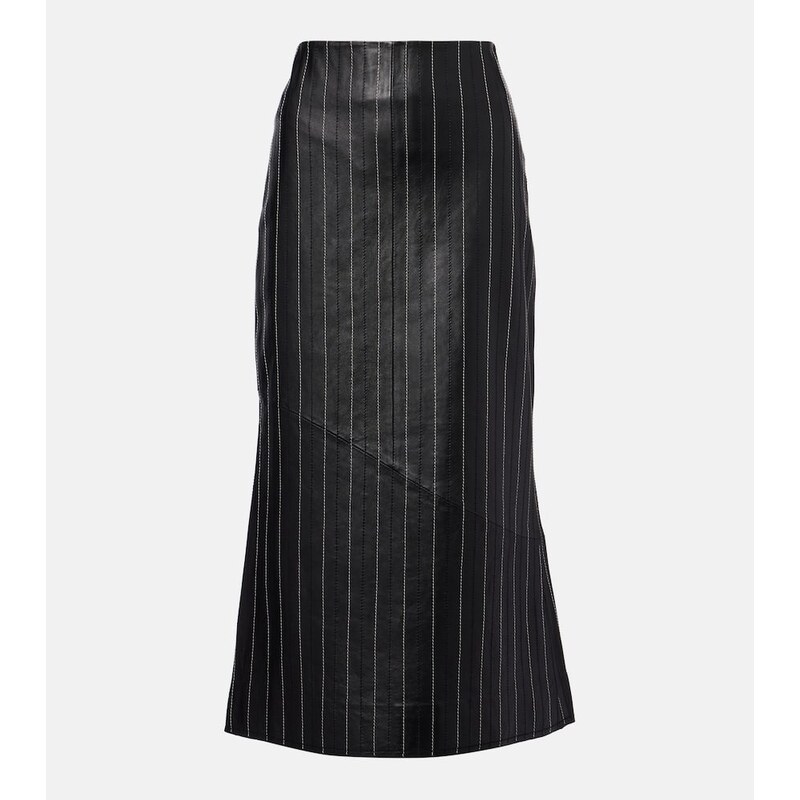 Victoria Beckham Embroidered leather midi skirt