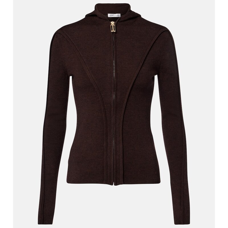 Victoria Beckham Wool-blend jersey zip-up hoodie