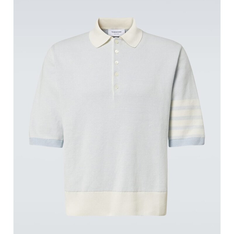 Thom Browne 4-Bar linen and cotton polo shirt