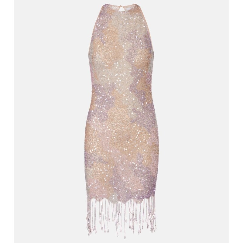 Clio Peppiatt Fringed sequined minidress