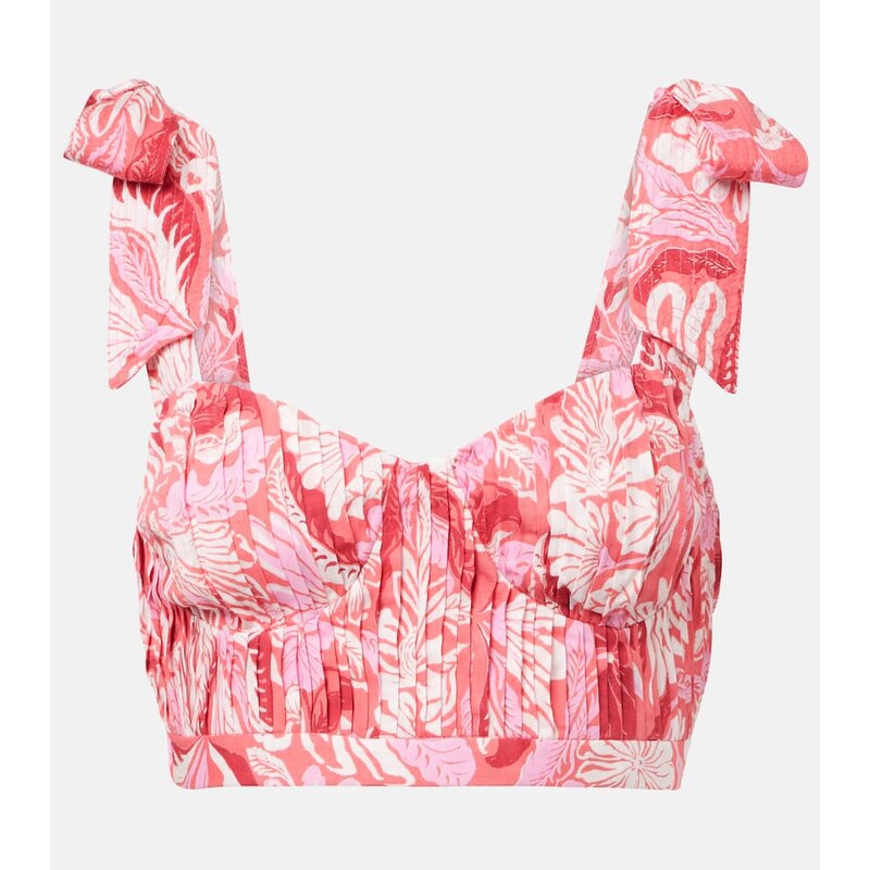 Poupette St Barth Carla pleated printed crop top
