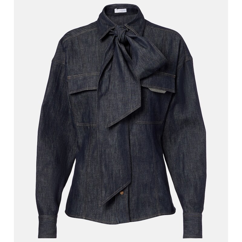Brunello Cucinelli Bow-tie cotton blouse