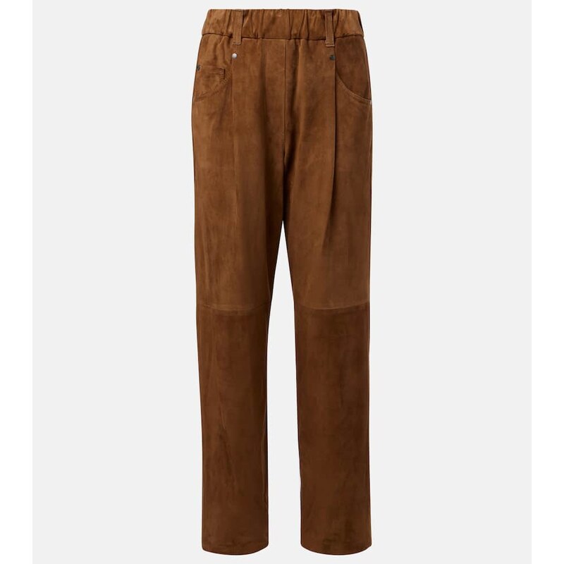 Brunello Cucinelli Suede kalhoty v hnědém odstínu