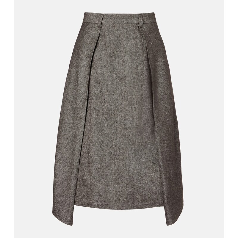 Brunello Cucinelli Wool and linen-blend midi skirt