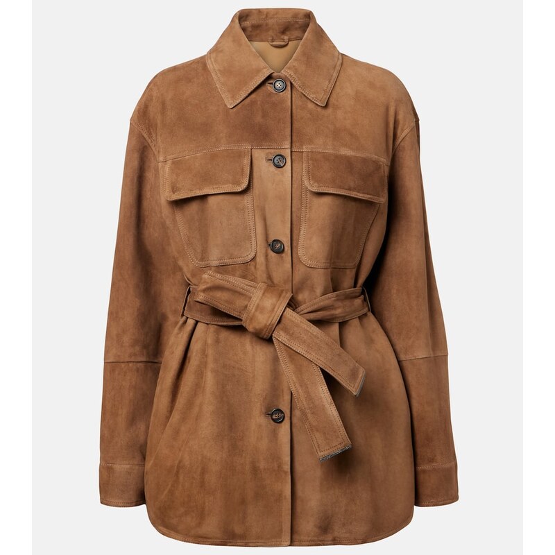 Brunello Cucinelli Belted suede field jacket