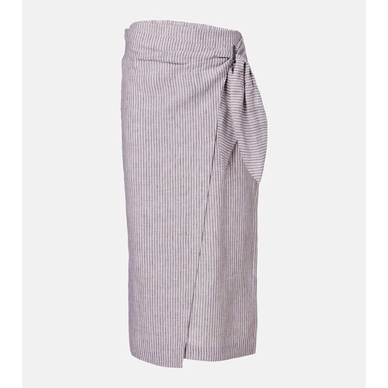 Brunello Cucinelli Striped linen wrap skirt