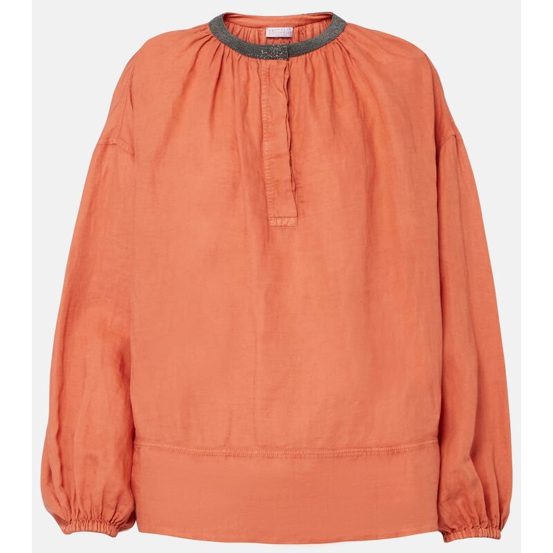Brunello Cucinelli Monili linen and cotton top