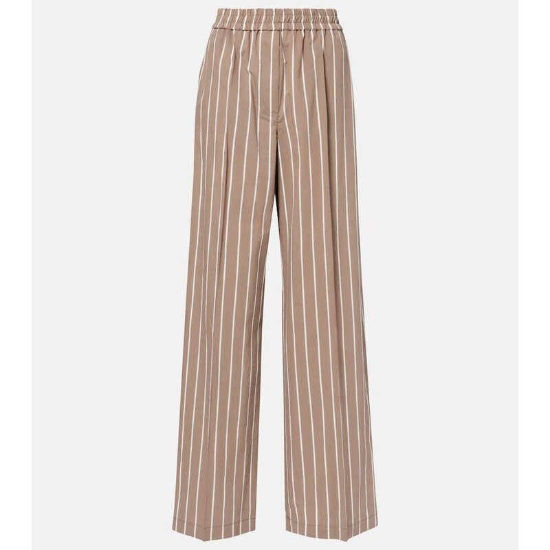 Brunello Cucinelli Striped cotton-blend wide-leg pants
