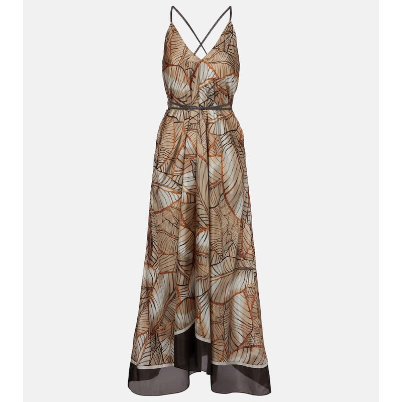 Brunello Cucinelli Printed silk maxi dress
