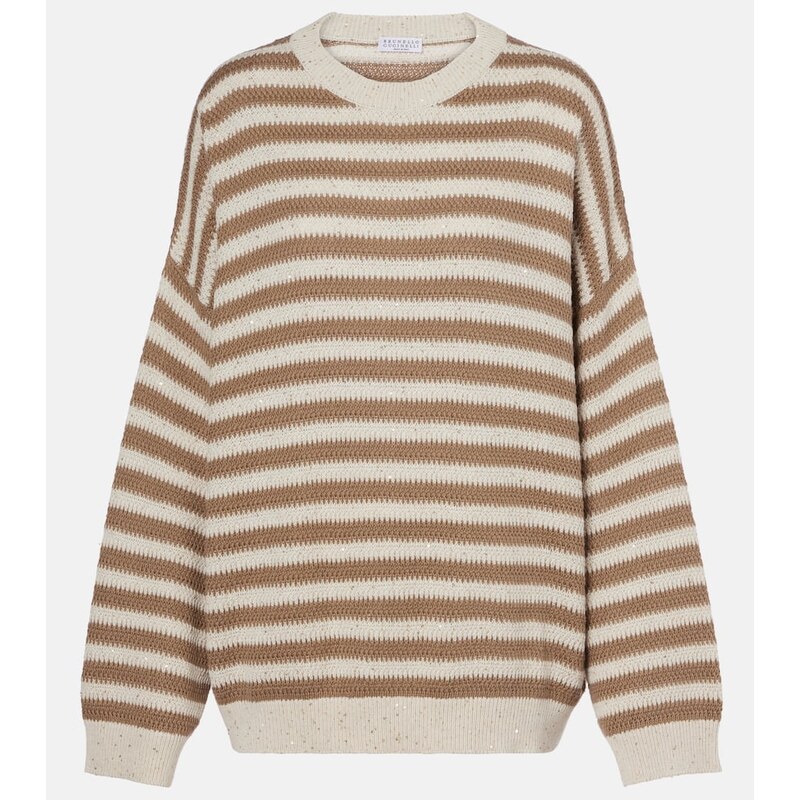 Brunello Cucinelli Striped cotton-blend sweater