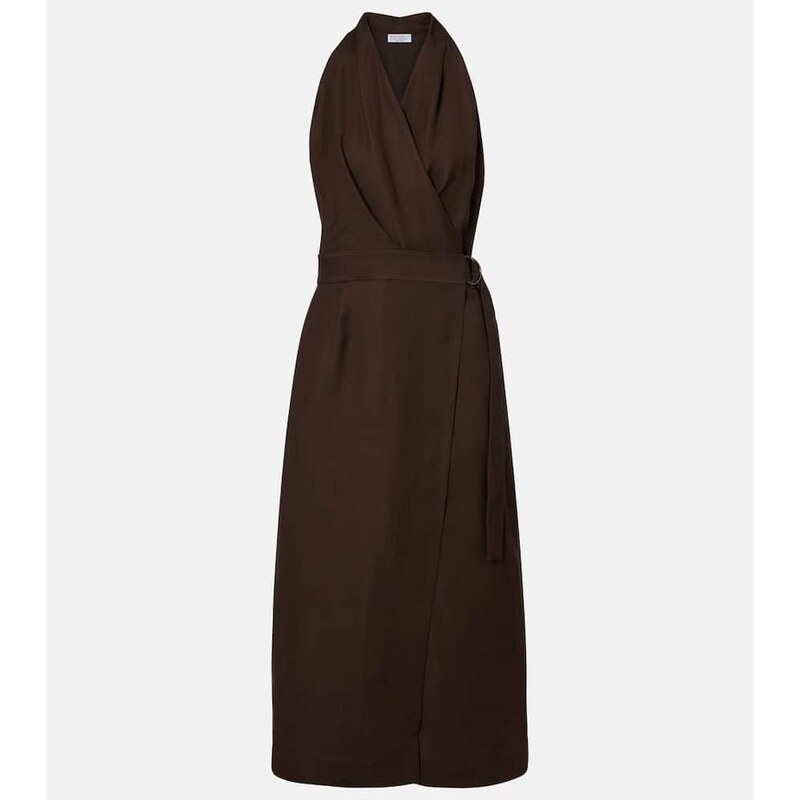 Brunello Cucinelli Twill wrap dress