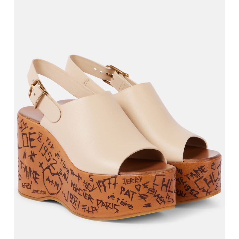 Chloé Maxime debossed leather wedges