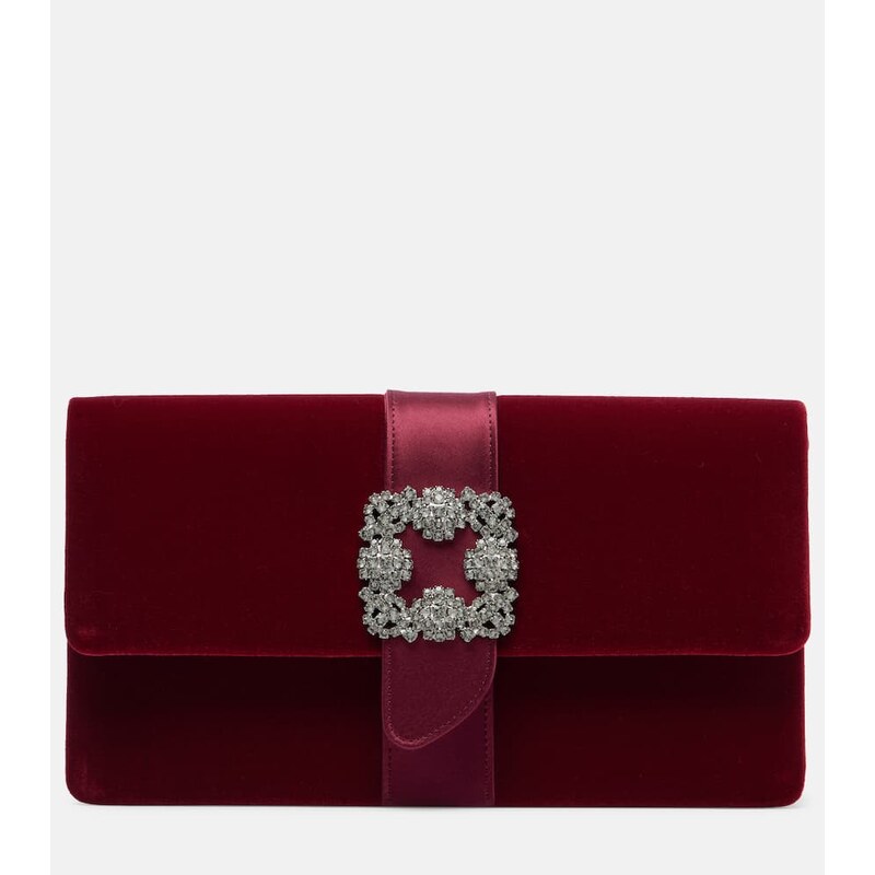 Manolo Blahnik Capri embellished velvet clutch