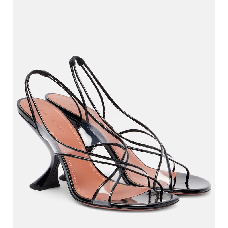 Amina Muaddi Lena 90 PVC and patent leather sandals