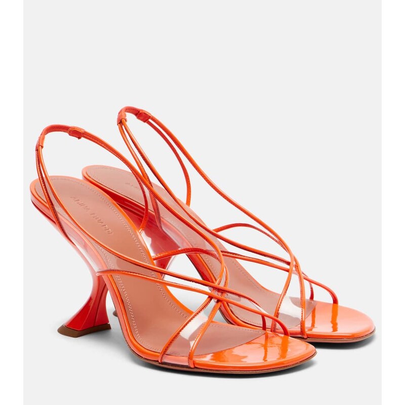 Amina Muaddi Lena 90 PVC and patent leather sandals