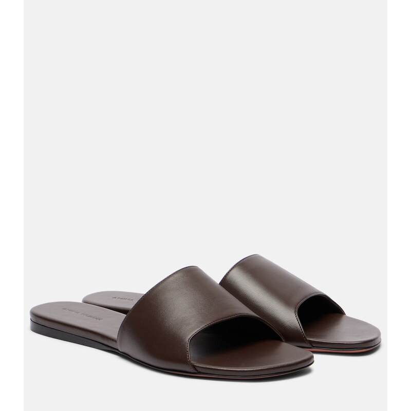 Amina Muaddi Bianca leather slides