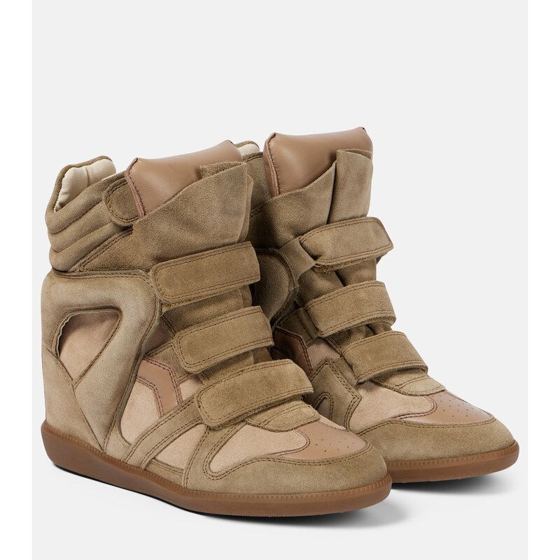 Isabel Marant Bekett leather and suede wedge sneakers