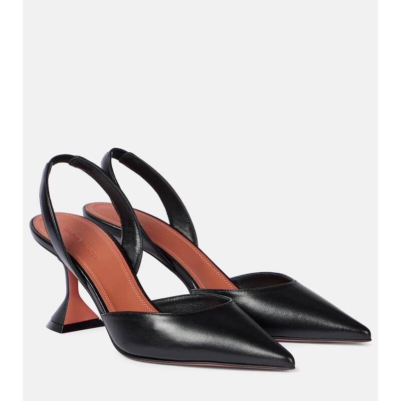Amina Muaddi Holli 70 leather slingback pumps