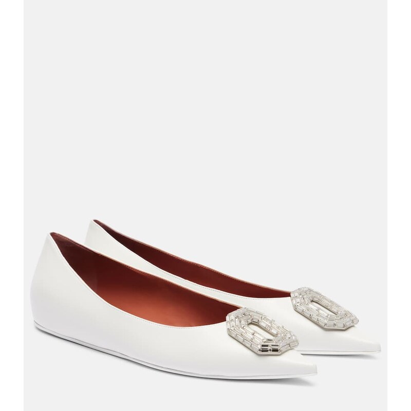 Amina Muaddi Camelia embellished leather ballet flats