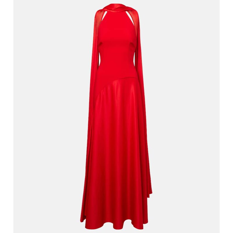 Solace London Cece crÃªpe and satin maxi dress