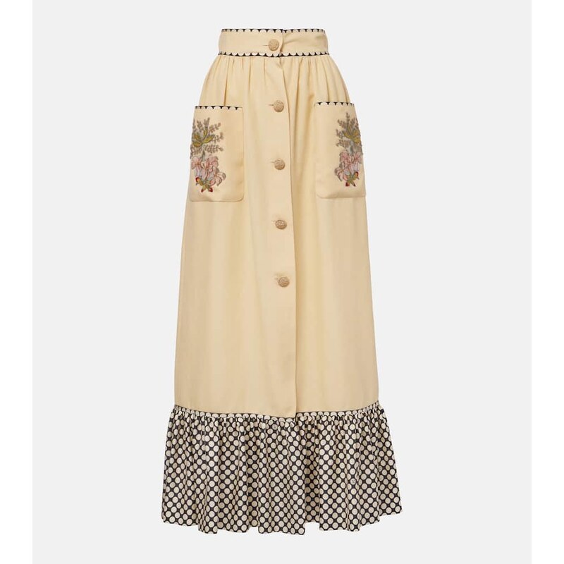 Valentino Plus De Pois embroidered maxi skirt