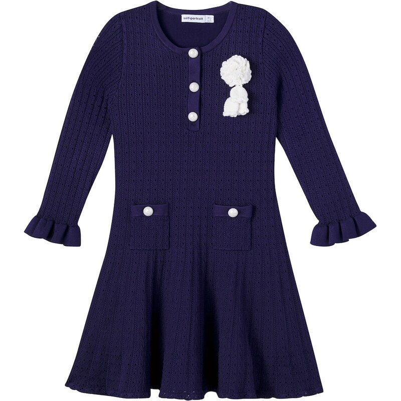 Self-Portrait Kids Pointelle floral-appliquÃ dress