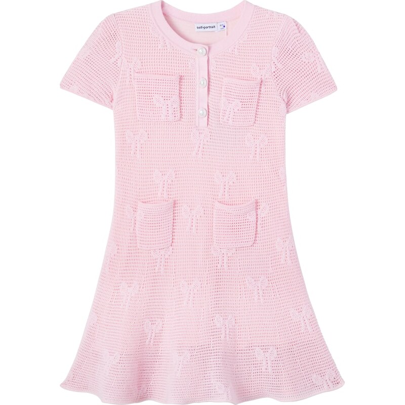 Self-Portrait Kids Bow crochet cotton-blend dress