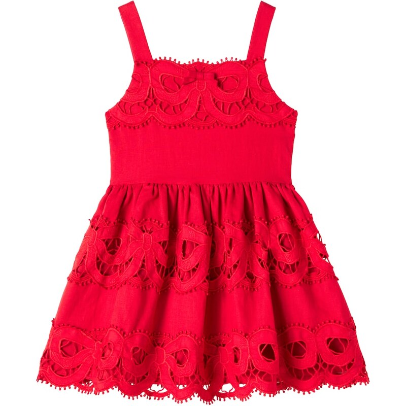 Self-Portrait Kids Bow-detail broderie anglaise linen dress