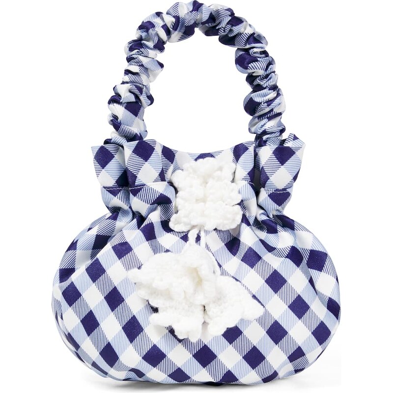 Self-Portrait Kids Floral-appliquÃ gingham taffeta bag