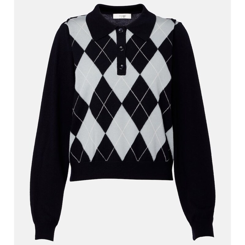 Frame Argyle wool-blend polo sweater