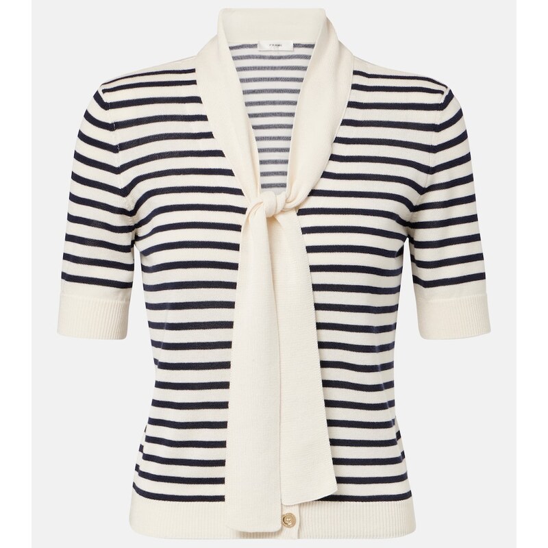 Frame The Sailor striped tie-neck sweater