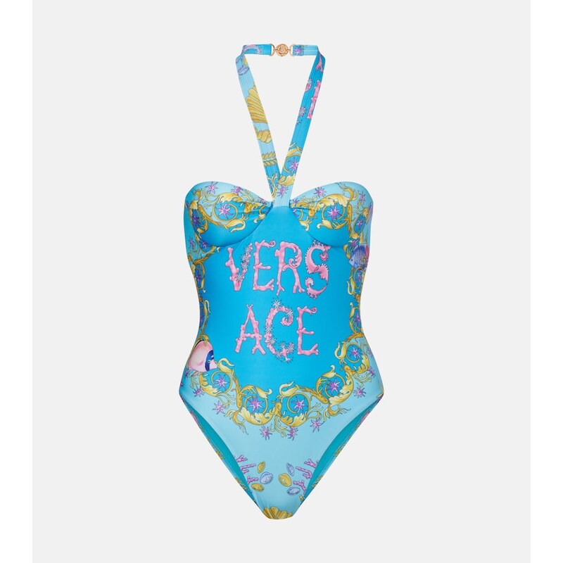 Versace Printed halterneck swimsuit
