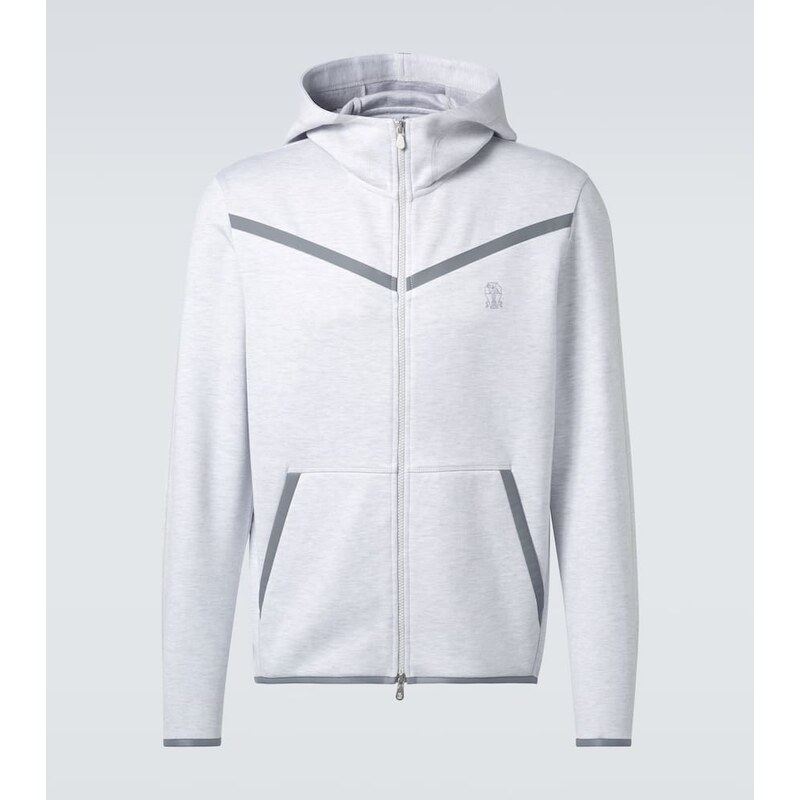 Brunello Cucinelli Cotton-blend French terry zip-up hoodie
