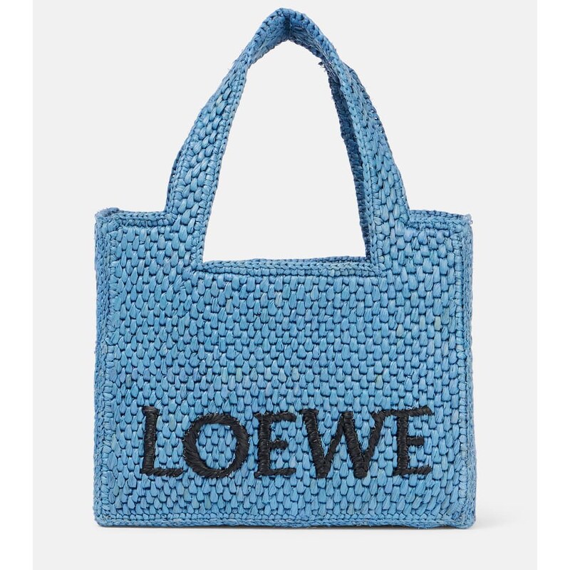 Loewe Paulas Ibiza Mini logo raffia top-handle bag