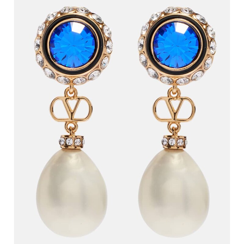 Valentino VLogo embellished drop earrings