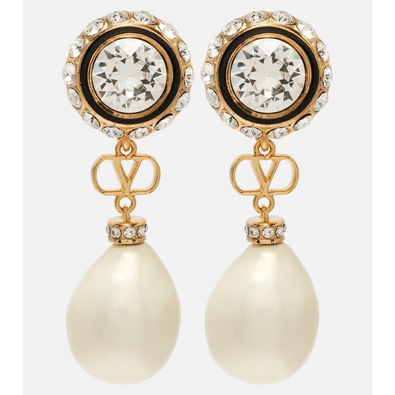 Valentino VLogo embellished drop earrings