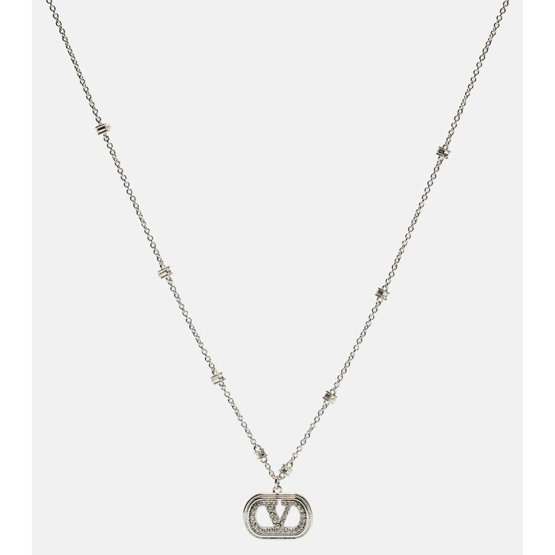 Valentino Ovalette VLogo embellished necklace