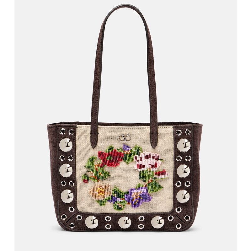 Valentino Garavani NellcÃ´te Mini embellished suede tote bag