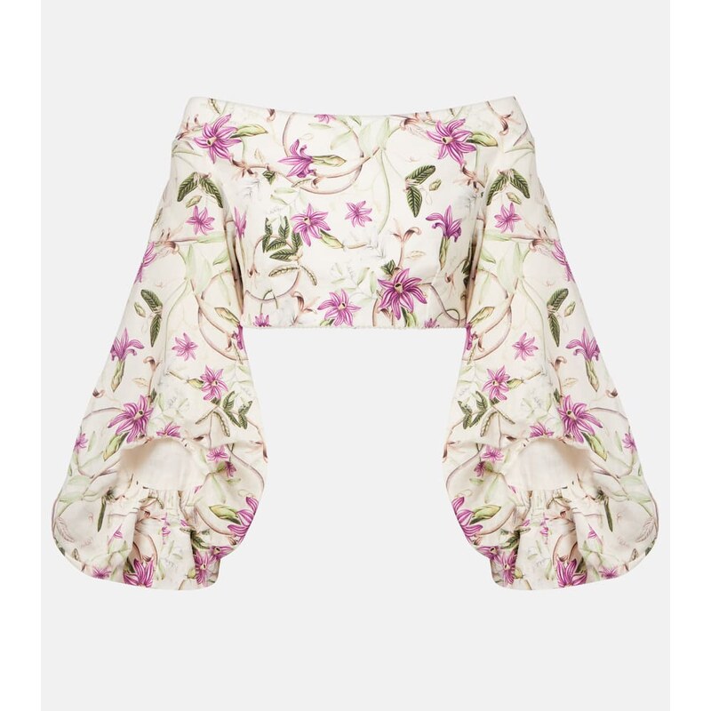 Agua by Agua Bendita Duria floral linen crop top